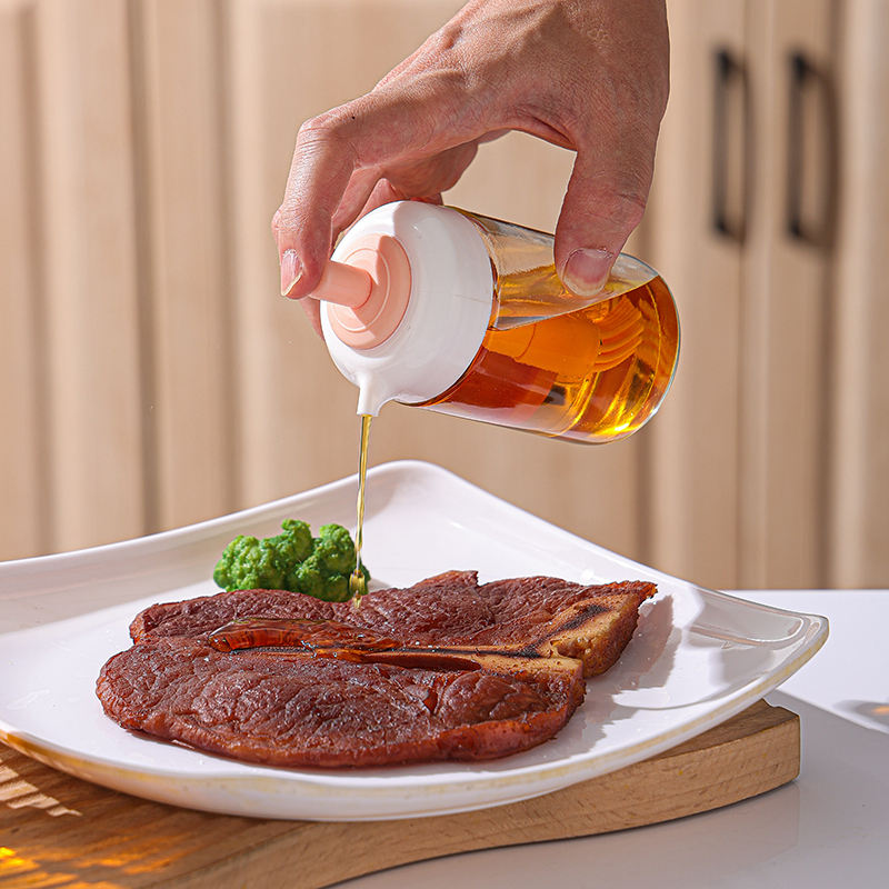 230ml Eco-Friendly Bamboo Condiment Bottle Oil Dispenser Microwave Safe Spice Pepper Jar for Air Fryer BBQ Set