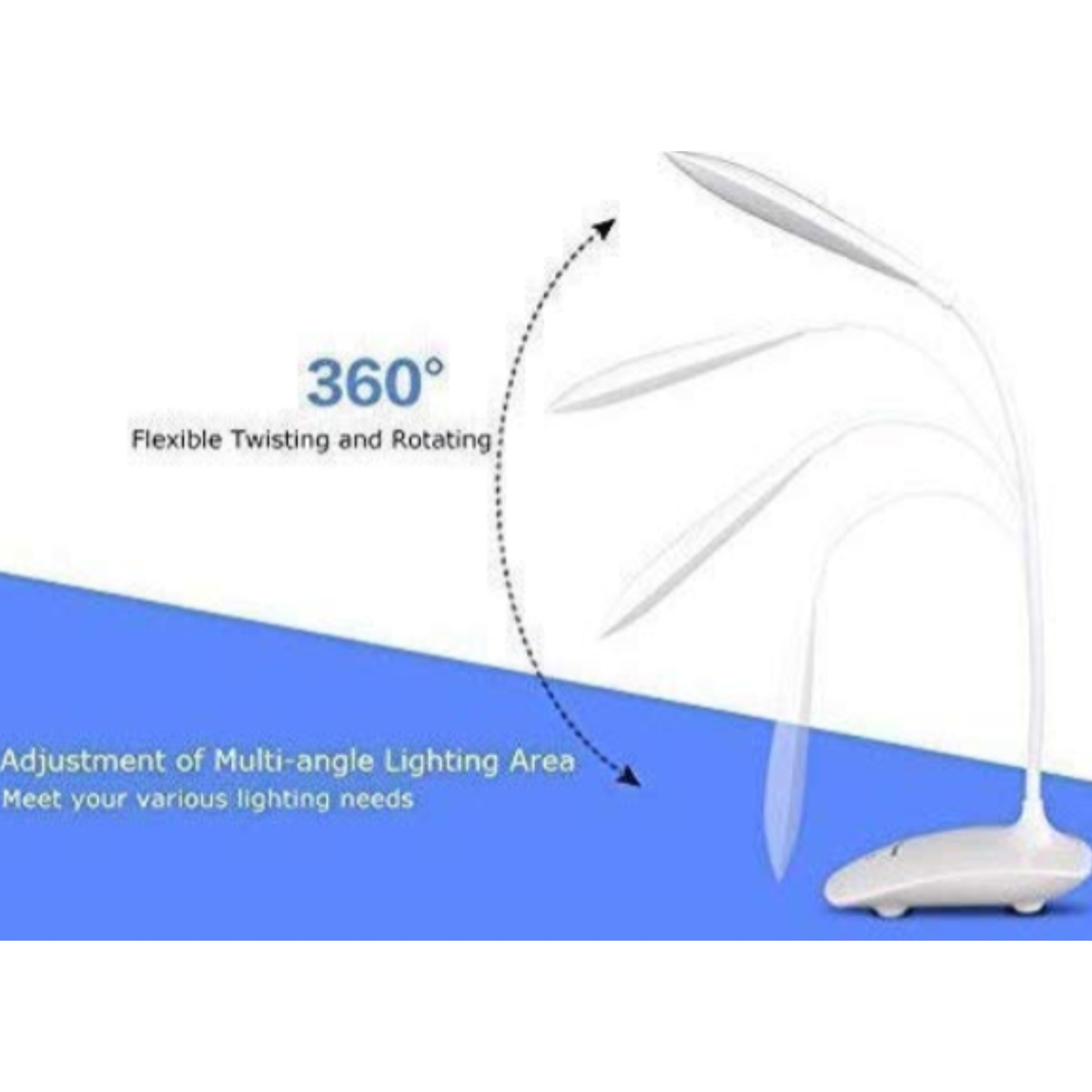 Touch LED Table Lamp With USB Cable – Adjustable Height Bedside Night Light with Polished Finish for Bedroom (Random color)