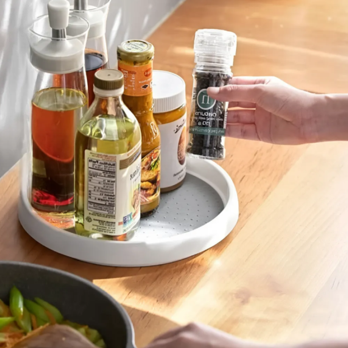 Non-Skid 360° Rotating Storage Tray – Turntable Organizer for Kitchen, Dining, Bathroom & Office (Pack of 1)